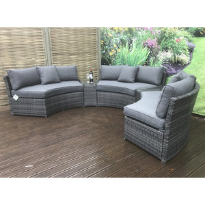 Flat Weave Half Moon Sofa Set in Grey/