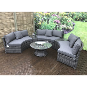 Flat Weave Half Moon Sofa Set in Grey/