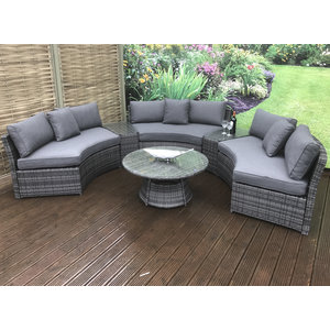 Flat Weave Half Moon Sofa Set in Grey/