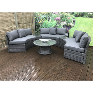 Flat Weave Half Moon Sofa Set in Grey/