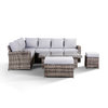 Sloane High Back Corner Sofa Set With Rising Table, Bench & Stool - Grey/