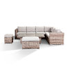 Catalina Corner Sofa Set With Rising Table, Bench & Stool - Brown/