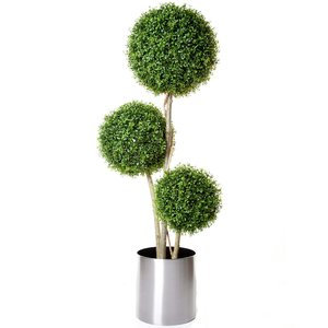 Artificial Triple Boxwood Ball Tree/