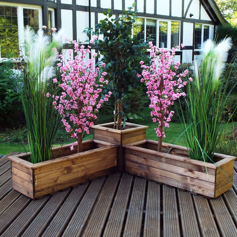 Corner Wooden Garden Planter Set/