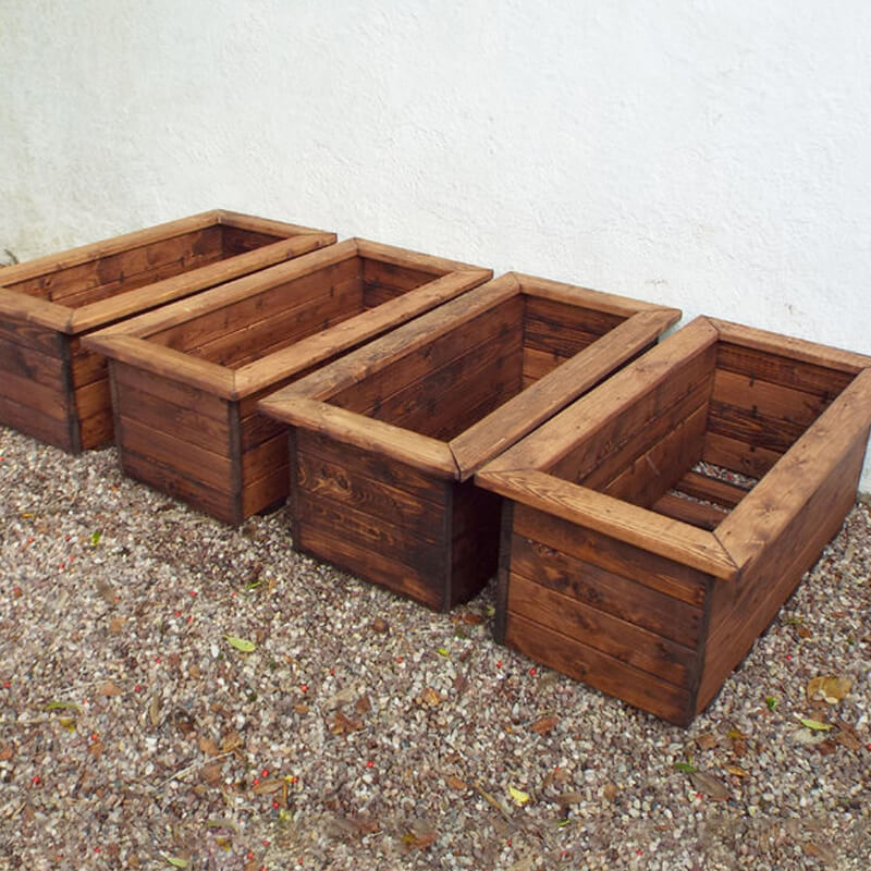 4pc Medium Wooden Garden Trough Set/