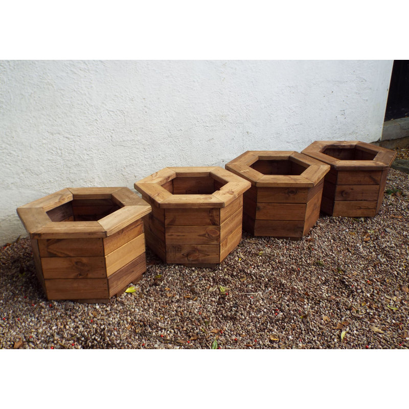 4pc Hex Wooden Garden Planter Set/