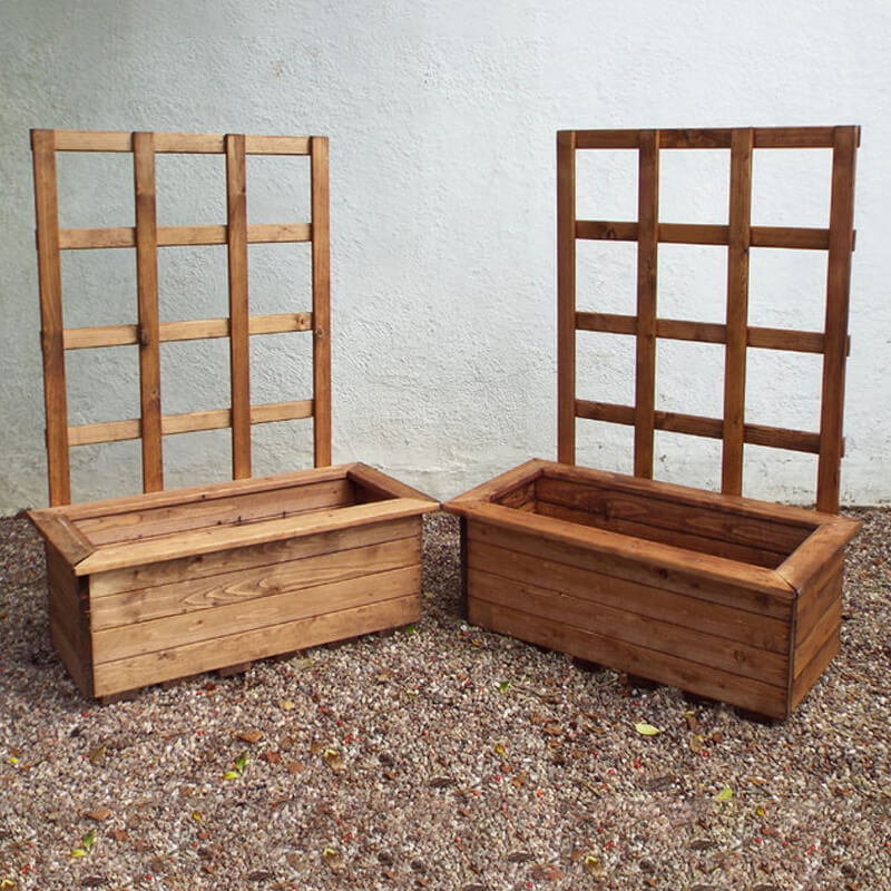 2pc Medium Kensington (Trellis) Wooden Garden Trough Set/