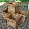 4pc Small Square Wooden Garden Planter Set/