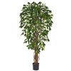 Artificial Ficus Liana Green 150cm with Natural Tree Trunk (Fire Retardant)/