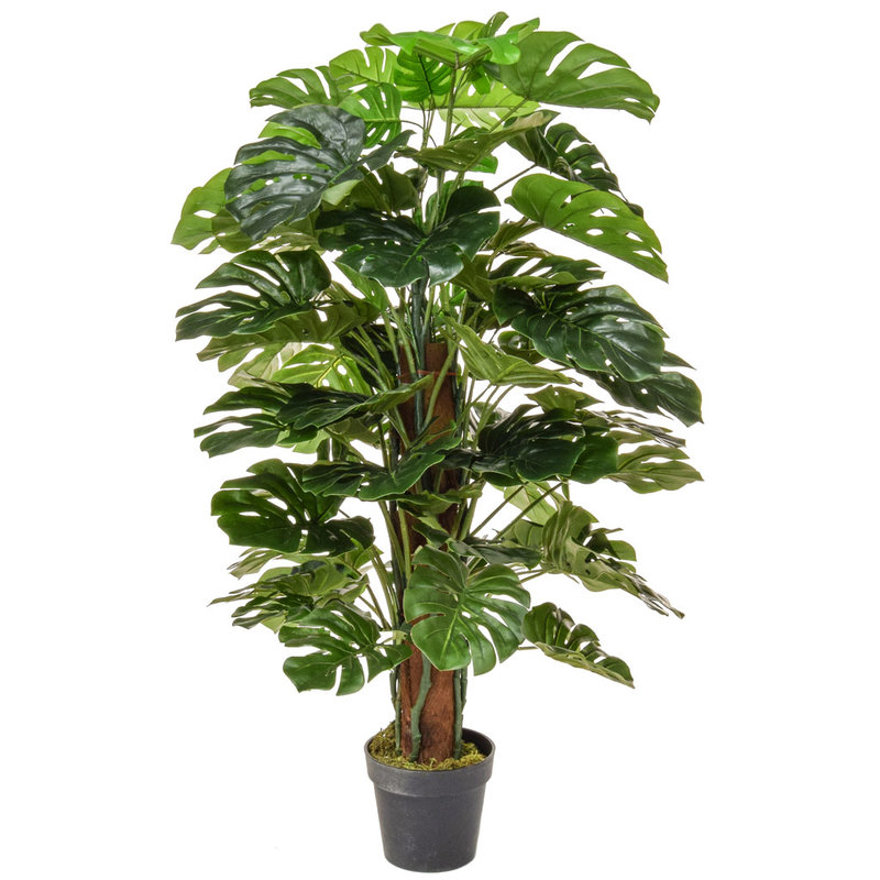 120cm Artificial Monstera with Natural Tree Trunk