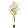 Artificial Cherry Blossom White 210cm with Natural Tree Trunk/