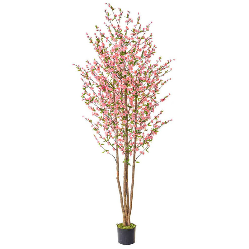 Artificial Cherry Blossom Pink 240cm with Natural Tree Trunk/