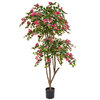 Artificial Flowering Boug Pink 180cm with Natural Tree Trunk/
