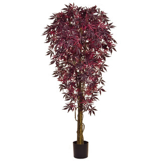 Artificial Japanese Maple Burgundy 180cm with Natural Tree Trunk (Fire Retardant)
