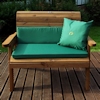 Golden Two Seater Wooden Garden Bench with Green Cushions/