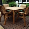 Golden Four Seater Deluxe Wooden Garden Dining Set with Green Cushions/