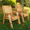 Twin Wooden Garden Chair Companion Set - Straight/