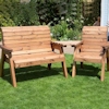 Three Seat Wooden Garden Furniture Companion Set - Angled/