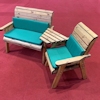Three Seat Wooden Garden Furniture Companion Set Angled with Green Cushions/