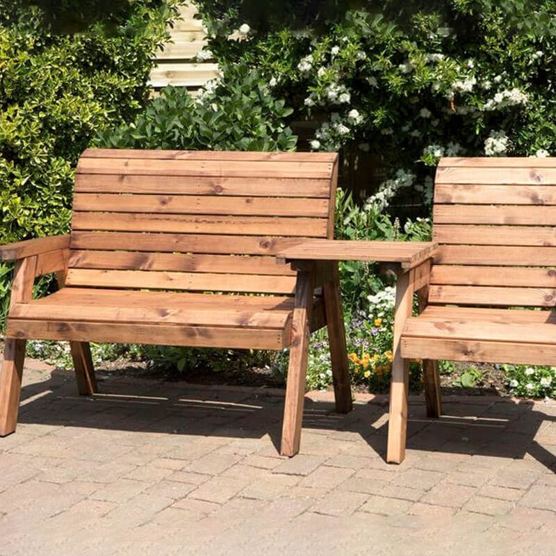 Three Seat Wooden Garden Furniture Companion Set - Straight/