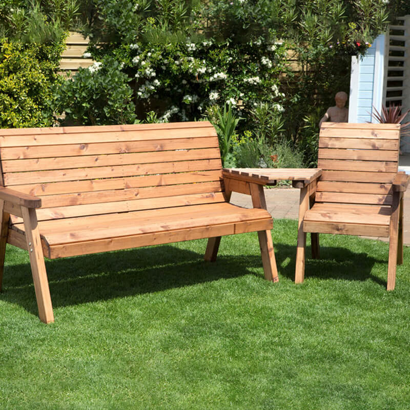 Four Seater Wooden Garden Furniture Companion Set - Angled/