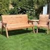 Four Seater Wooden Garden Furniture Companion Set Angled with Burgundy Cushions/