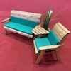 Four Seater Wooden Garden Furniture Companion Set Angled with Green Cushions/