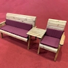 Four Seater Wooden Garden Furniture Companion Set Straight with Burgundy Cushions/