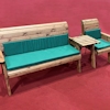 Four Seater Wooden Garden Furniture Companion Set Straight with Green Cushions/