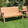 Four Seater Wooden Garden Furniture Companion Set Straight with Green Cushions/