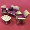 Four Seater Wooden Outdoor Furniture Set with Burgundy Cushions/
