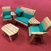 Four Seater Wooden Outdoor Furniture Set with Green Cushions/