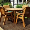 Four Seater Round Wooden Garden Table Set with Green Cushions/