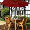 Four Seater Rectangular Garden Table Dining Set with Burgundy Cushions/