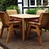 Four Seater Rectangular Garden Table Dining Set with Burgundy Cushions/