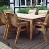 Six Seater Rectangular Wooden Garden Table Set with Burgundy Cushions/