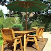 Eight Seater Rectangular Wooden Garden Table Set with Benches, Chairs & Green Cushions/