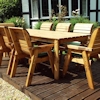 Eight Seater Rectangular Wooden Garden Dining Set with Green Cushions/