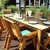 Eight Seater Rectangular Wooden Garden Dining Set with Green Cushions/