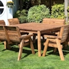 Eight Seater Square Wooden Outdoor Table Set with Benches, Chairs & Burgundy Cushions/