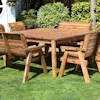 Eight Seater Square Wooden Outdoor Table Set with Benches, Chairs & Green Cushions/