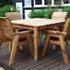 Four Seater Square Wooden Garden Table Set with Burgundy Cushions/