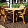 Four Seater Square Wooden Garden Table Set with Green Cushions/