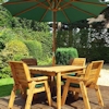 Four Seater Square Wooden Garden Table Set with Green Cushions/