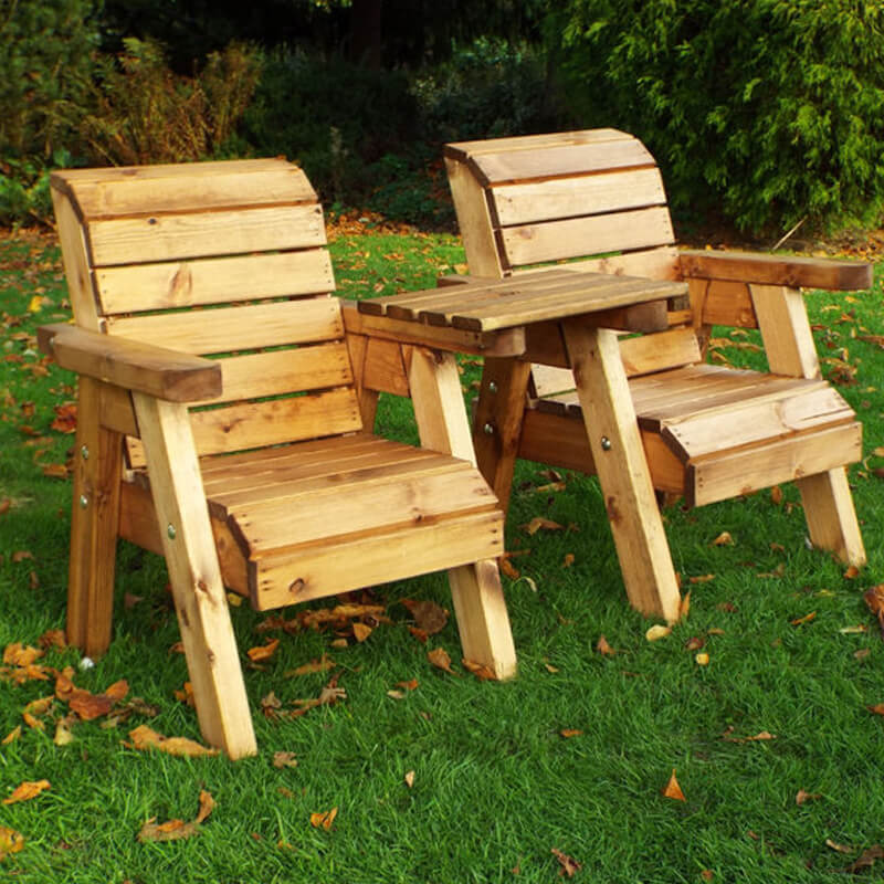 Kids Twin Wooden Garden Chair Set - Straight/