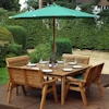 Eight Seater Square Wooden Garden Table Set with Bench Seats & Green Cushions/