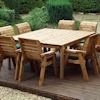 Eight Seater Square Wooden Garden Table Set with Green Cushions/