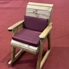 Wooden Garden Rocking Chair with Burgundy Cushions/