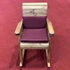 Wooden Garden Rocking Chair with Burgundy Cushions/
