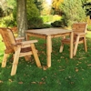 Two Seater Wooden Garden Table Set with Burgundy Cushions/